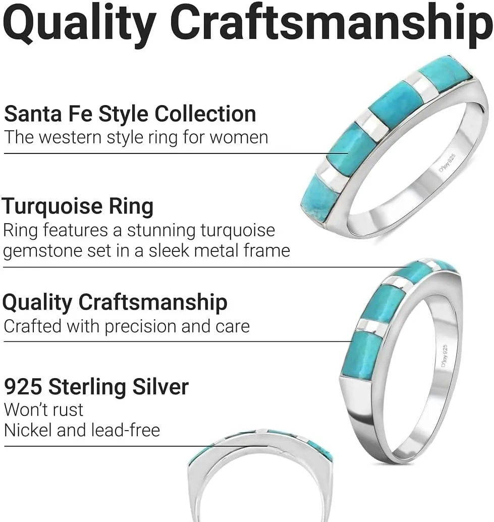 Shop LC Turquoise Rings for Women 925 Sterling Silver Band Boho Turquoise Jewelry for Women Santa Fe Style Promise Rings Birthday Gifts