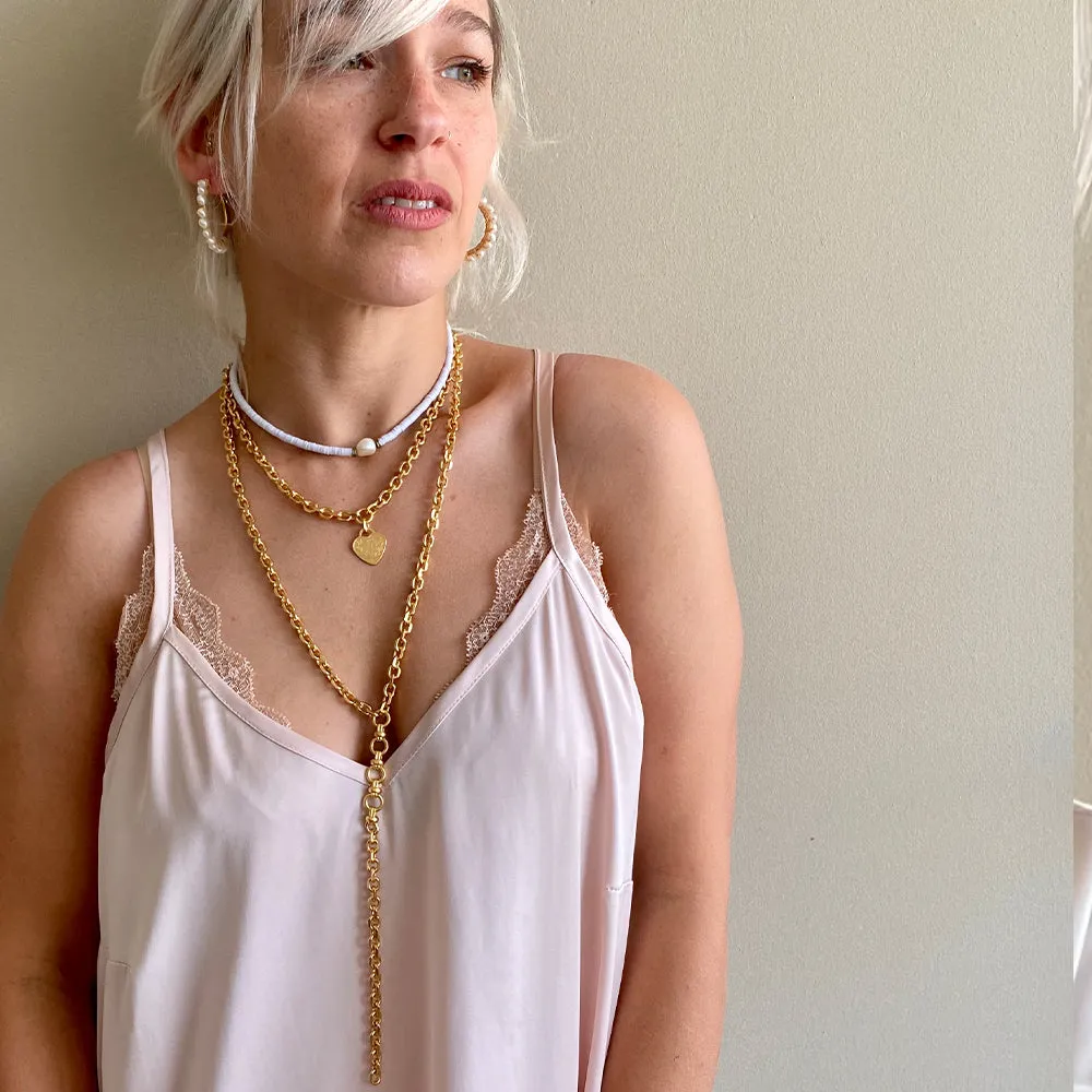 Short Chain Necklace with Heart Pendant