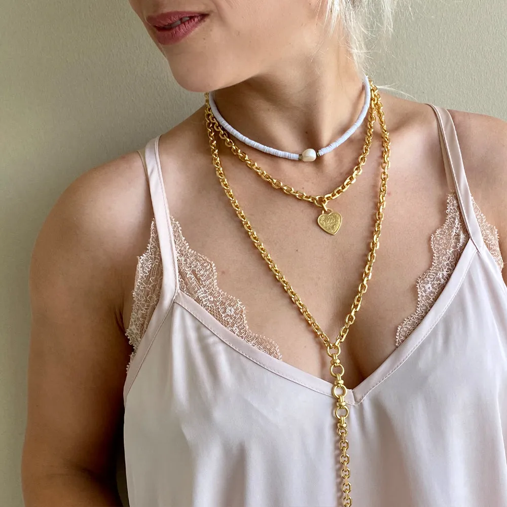 Short Chain Necklace with Heart Pendant