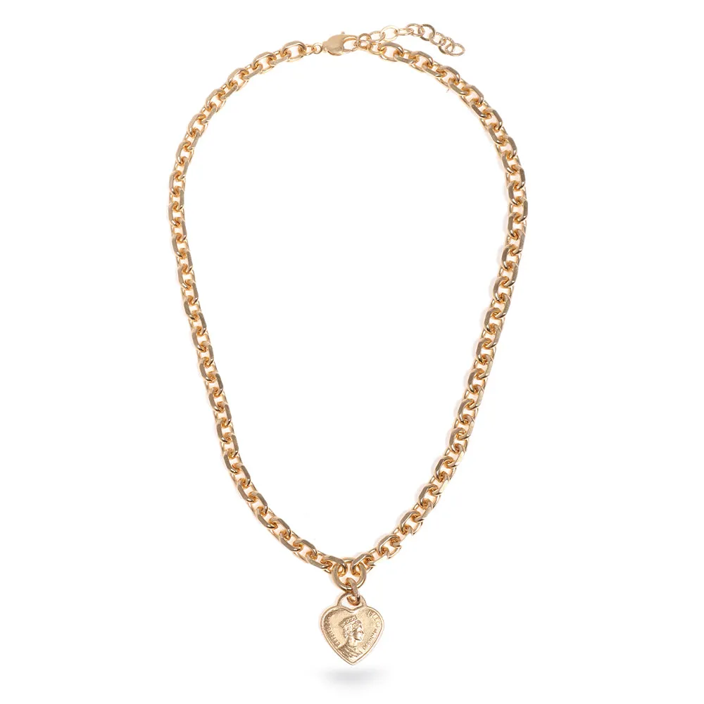 Short Chain Necklace with Heart Pendant