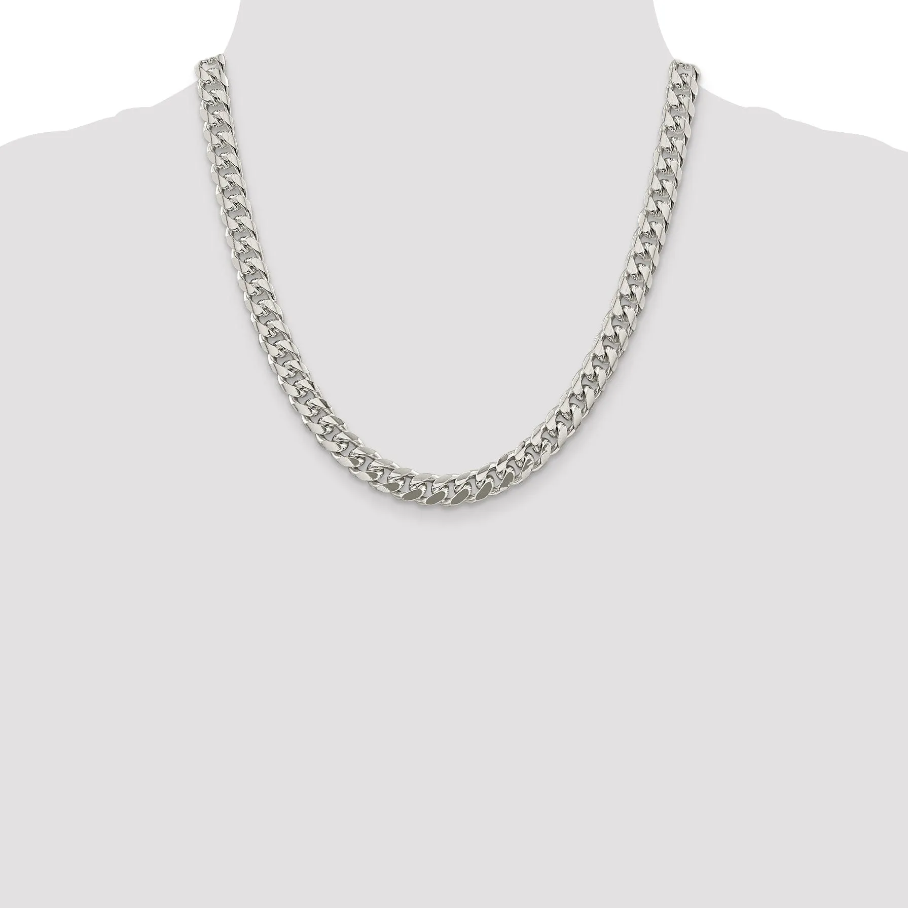 Silver 8.50-mm Solid Domed Link Curb Chain