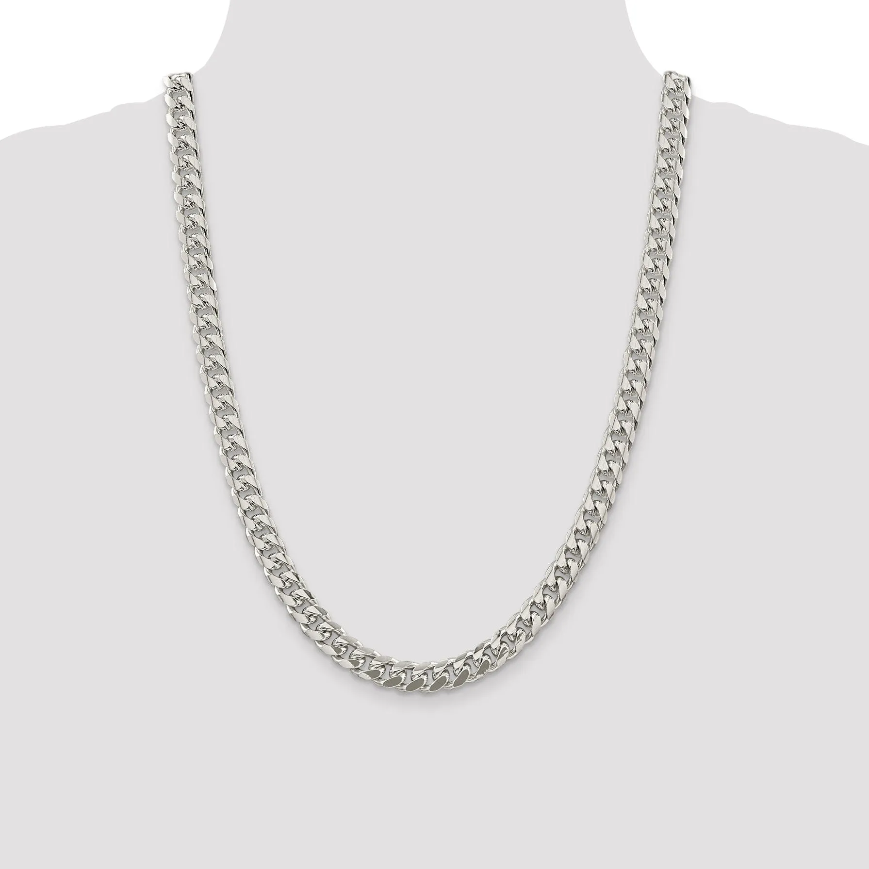 Silver 8.50-mm Solid Domed Link Curb Chain