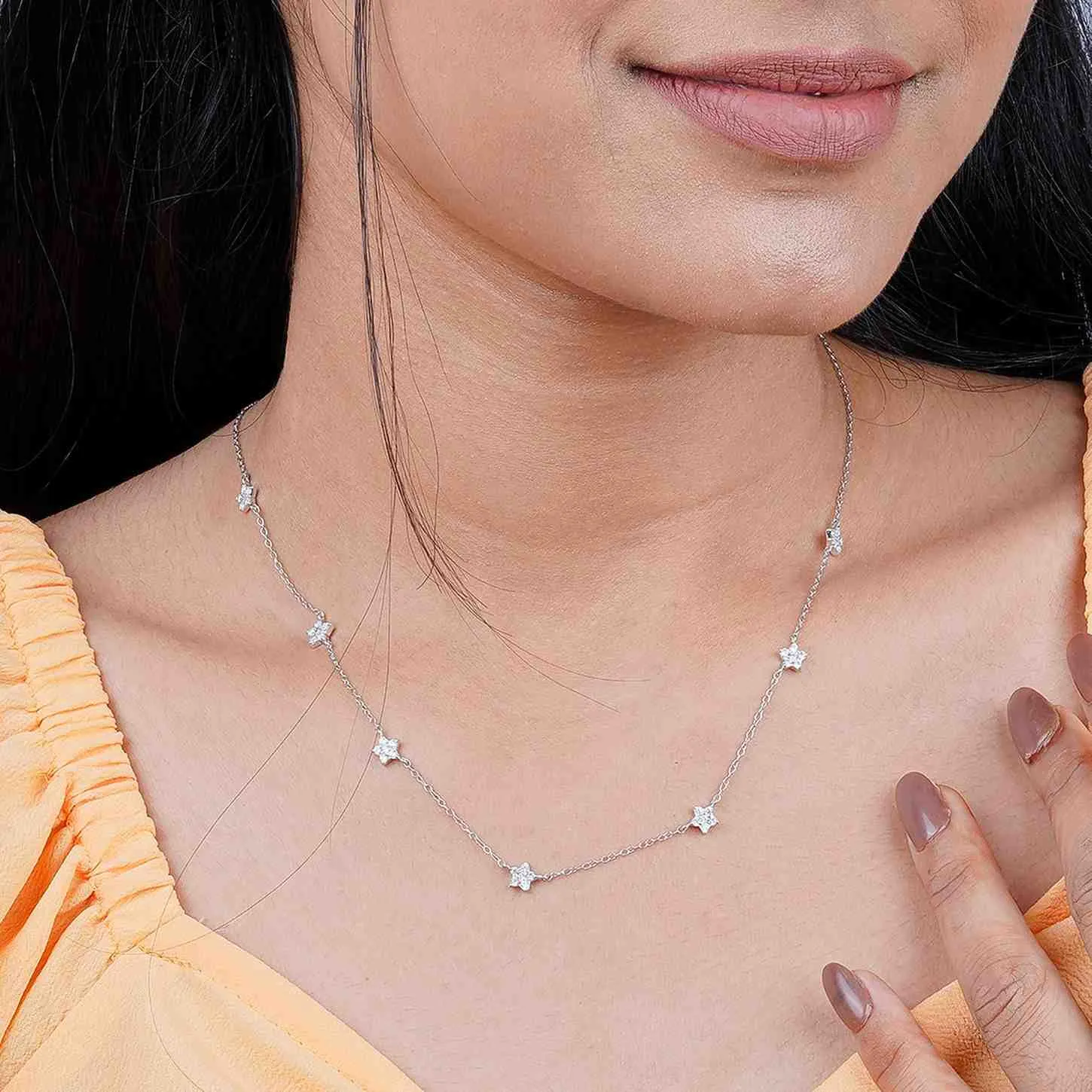 Silver Choker Star Minimalist Necklace