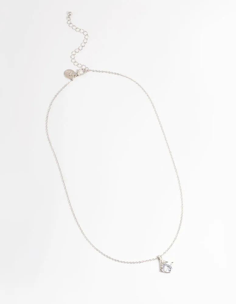 Silver Cubic Zirconia Drop Necklace