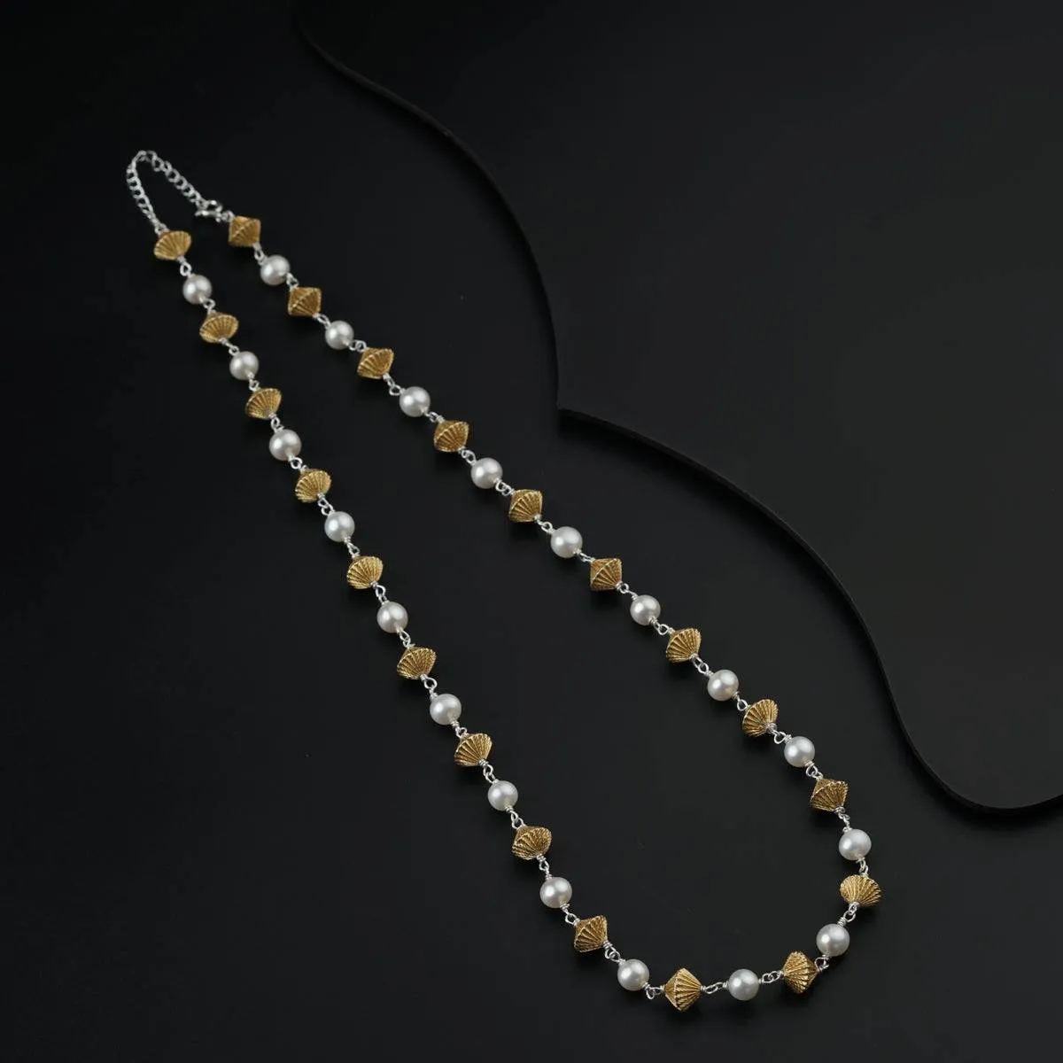 Silver Dholki Ganthan with Pearls (22 Inches)
