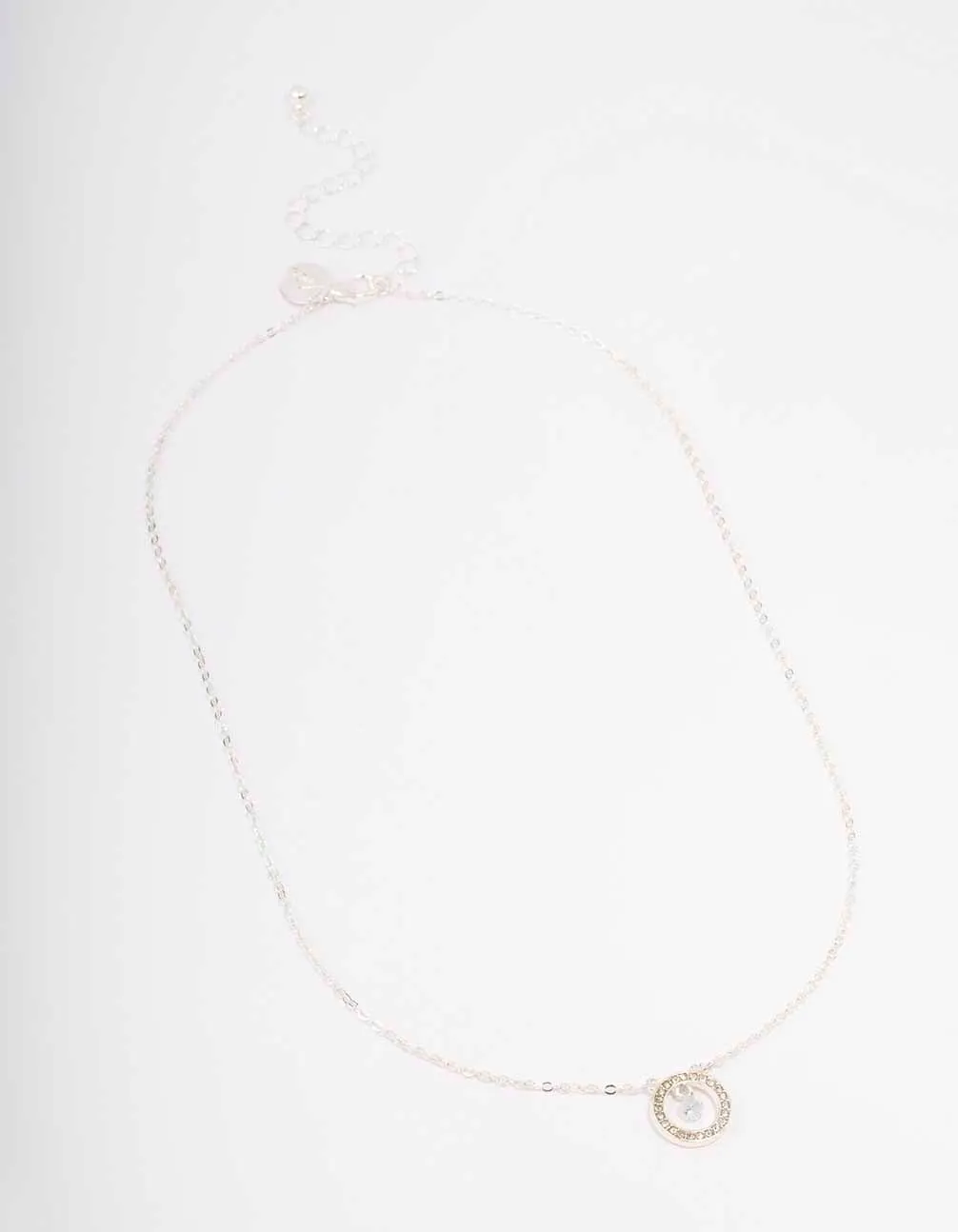Silver Floating Diamante Circle Necklace