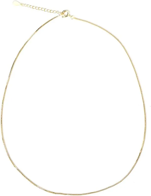 Silver Gold Rose Gold Chain Necklace for Women Thin Necklace Chains for Women 15 Inches Necklace Box Chain