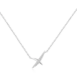 Silver Kiss Pave Necklace