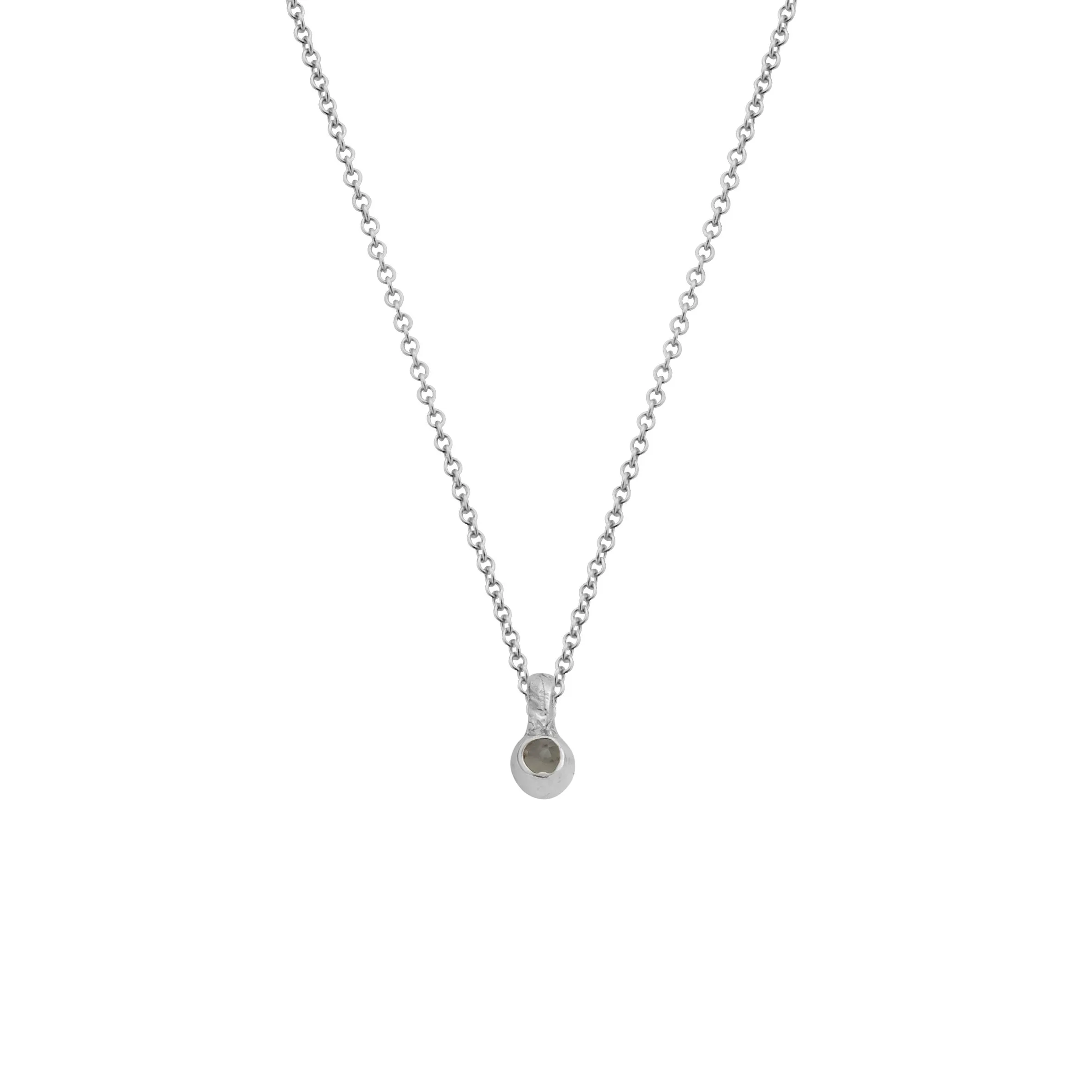 Silver Mini Moonstone Necklace