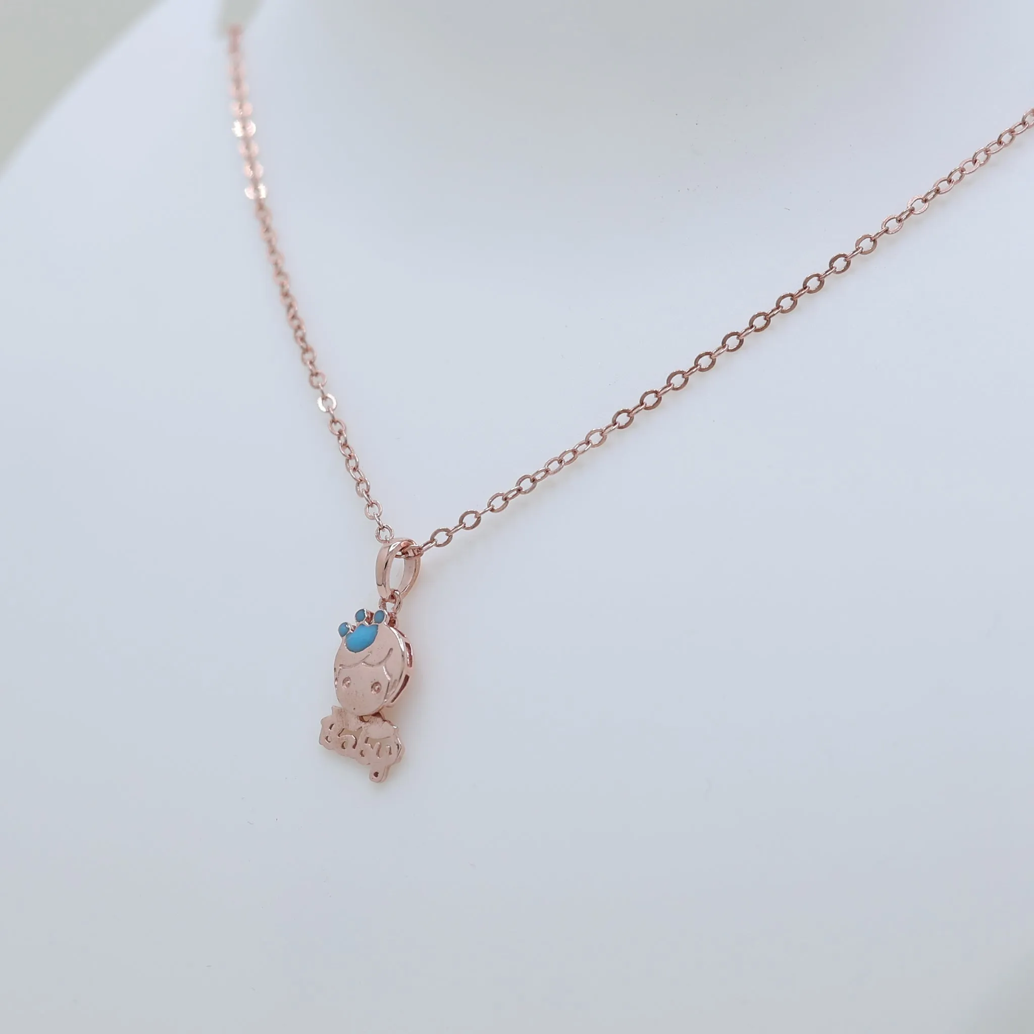 Silver Newborn Baby's Blissful Minimalist Child's Face Rose Gold Pendant For Kids