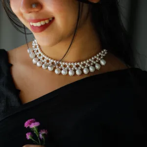 Silver Pearl Cluster Choker