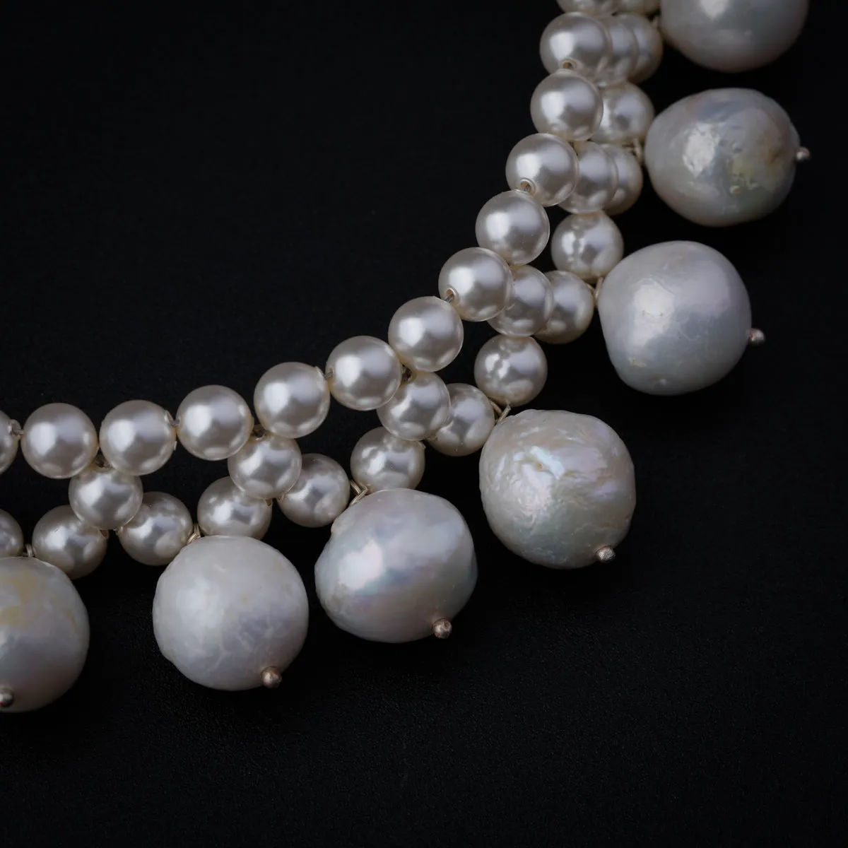 Silver Pearl Cluster Choker