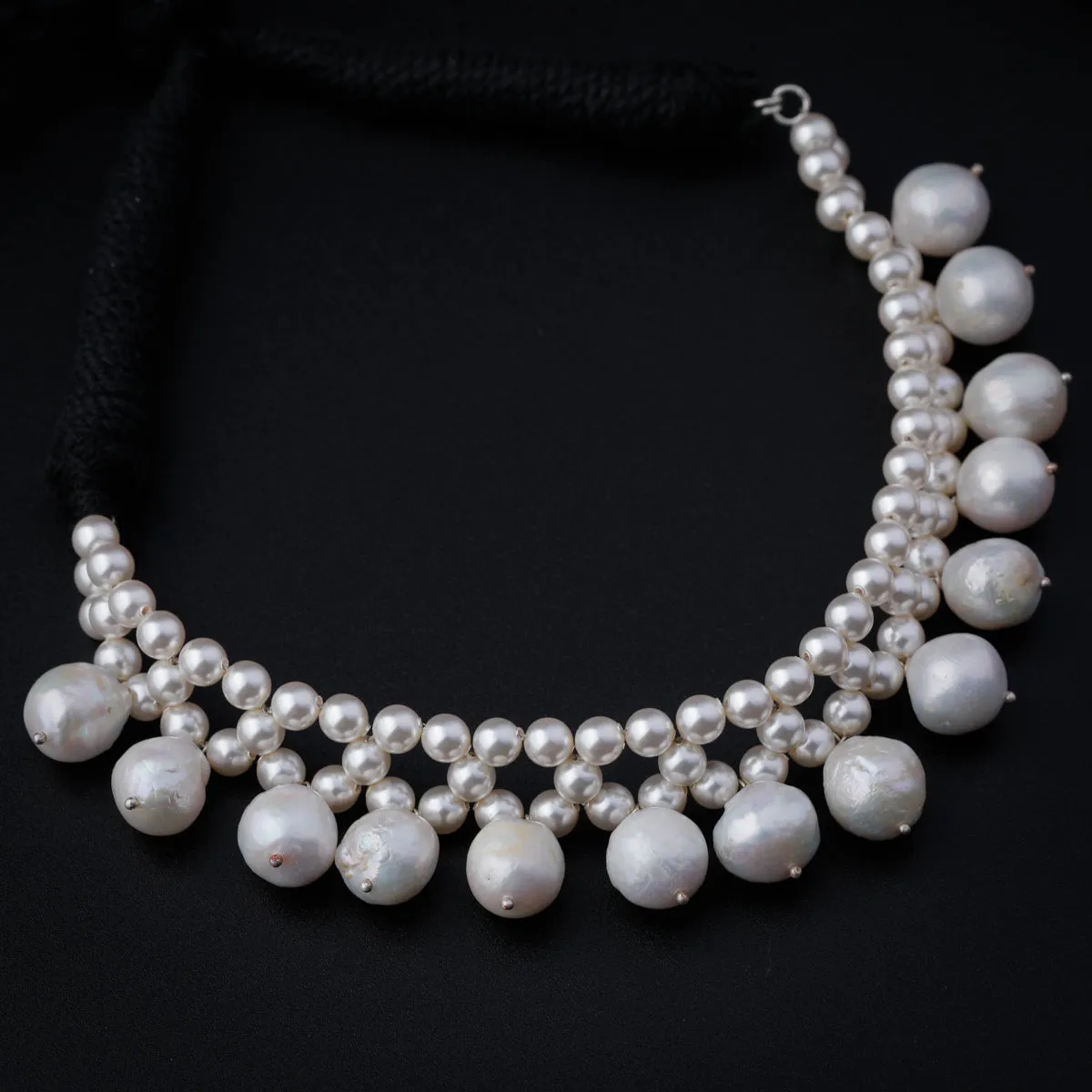 Silver Pearl Cluster Choker