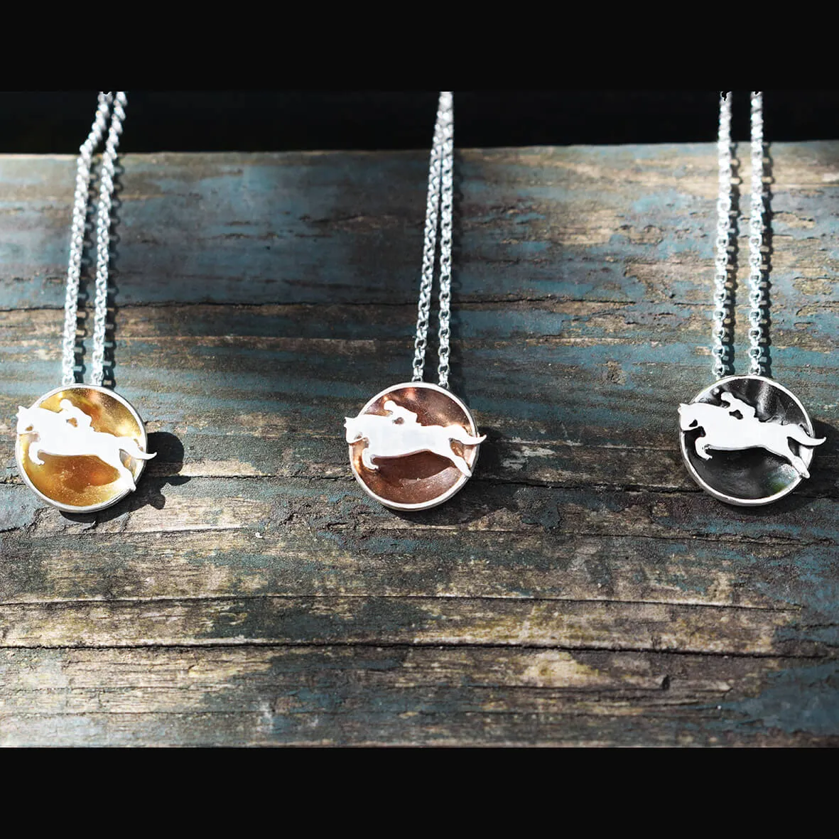 Silver Showjumping Horse Necklace