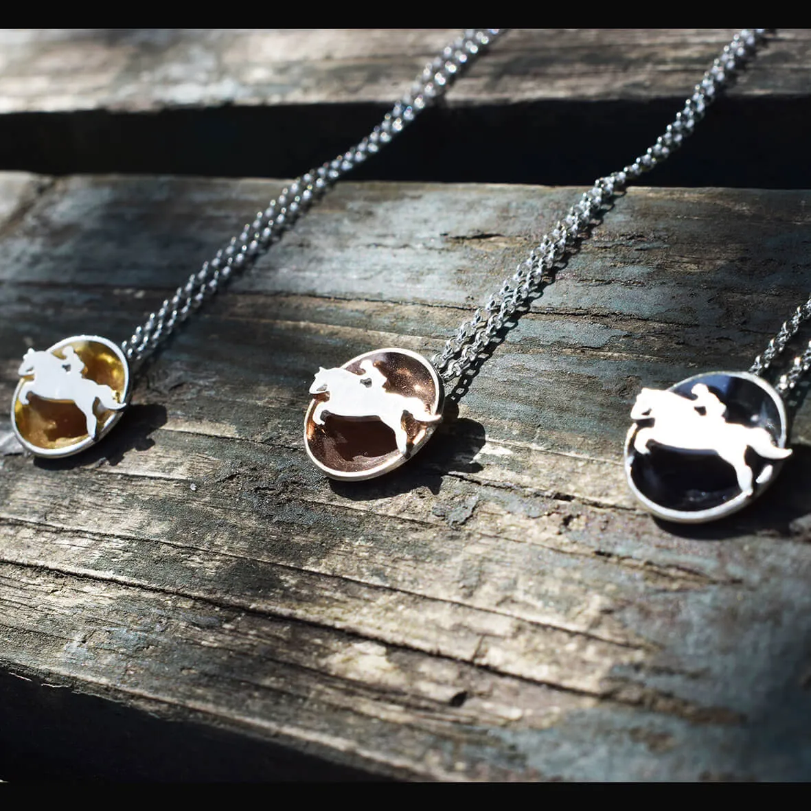 Silver Showjumping Horse Necklace