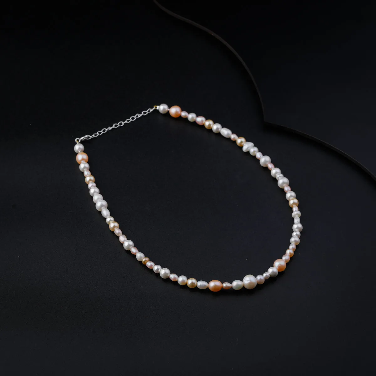 Silver Single Pearl Chain Necklace