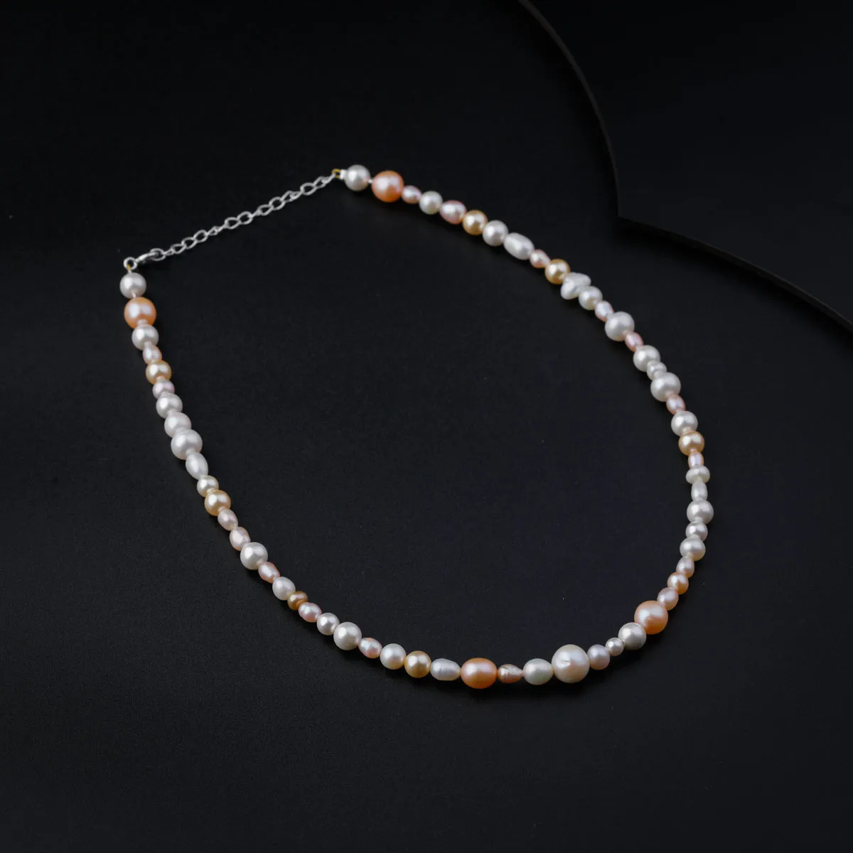 Silver Single Pearl Chain Necklace