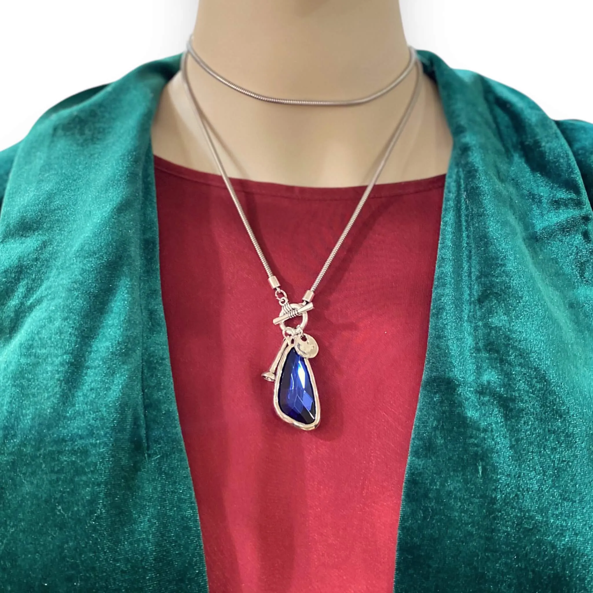Silver Talisman Crystal Pendant Necklace
