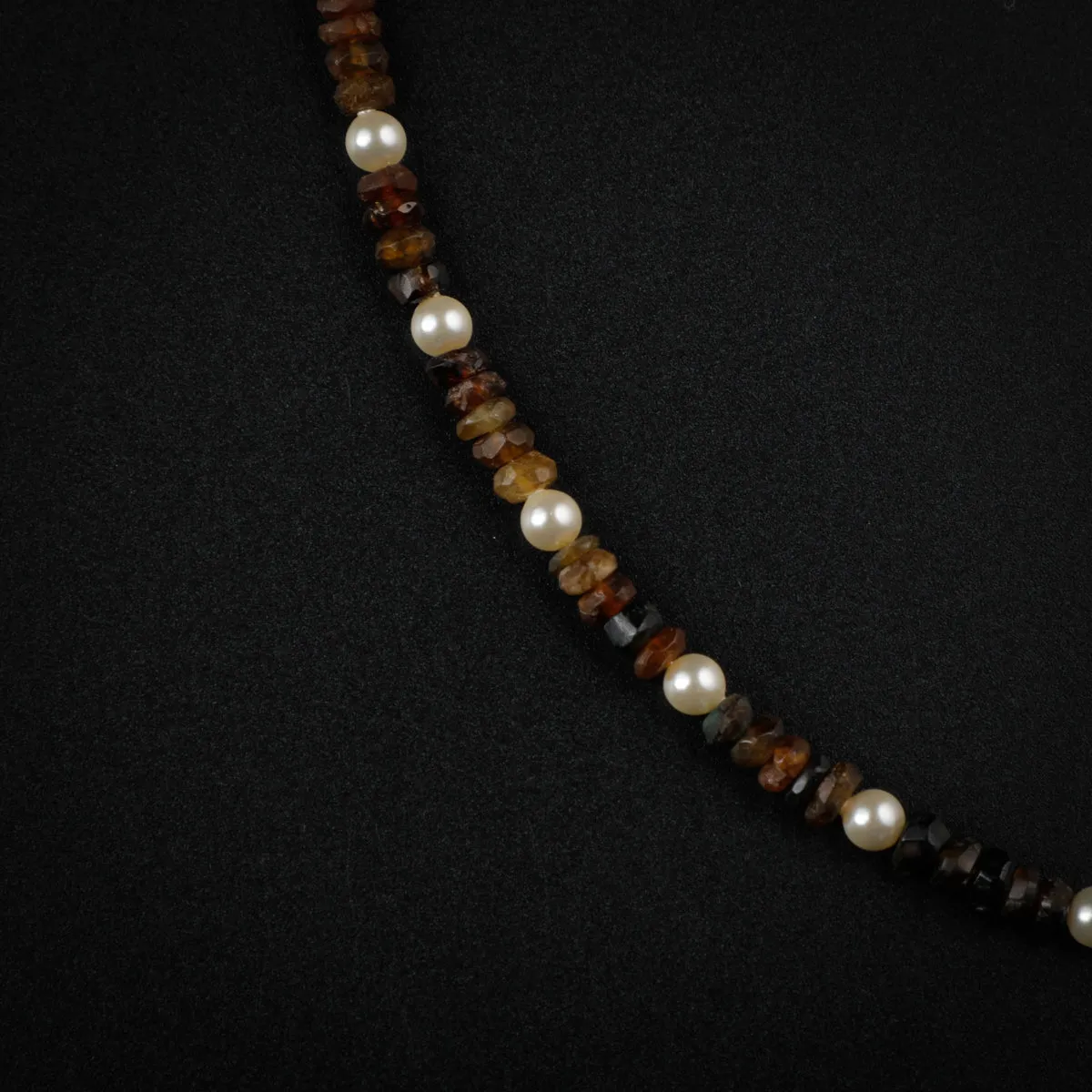Silver Tie & Wear Necklace with Multicolor Semi-Precious Stones and Pearls