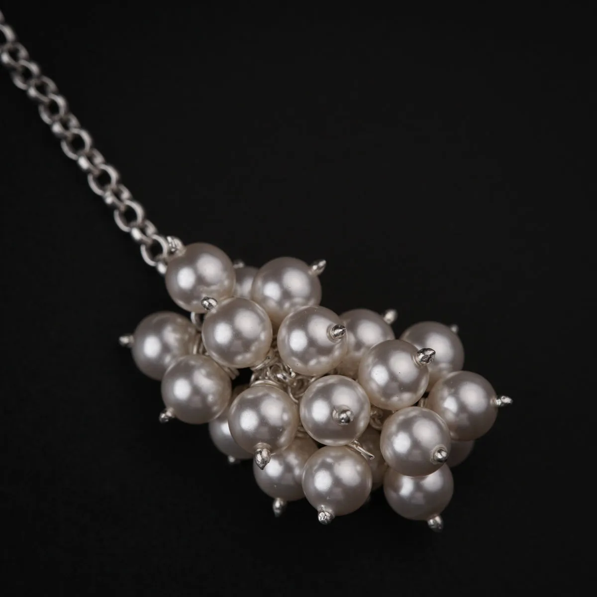 Silver Tie & Wear Necklace with Pearls & Semi Precious Stones