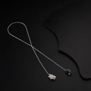 Silver Tie & Wear Necklace with Pearls & Semi Precious Stones