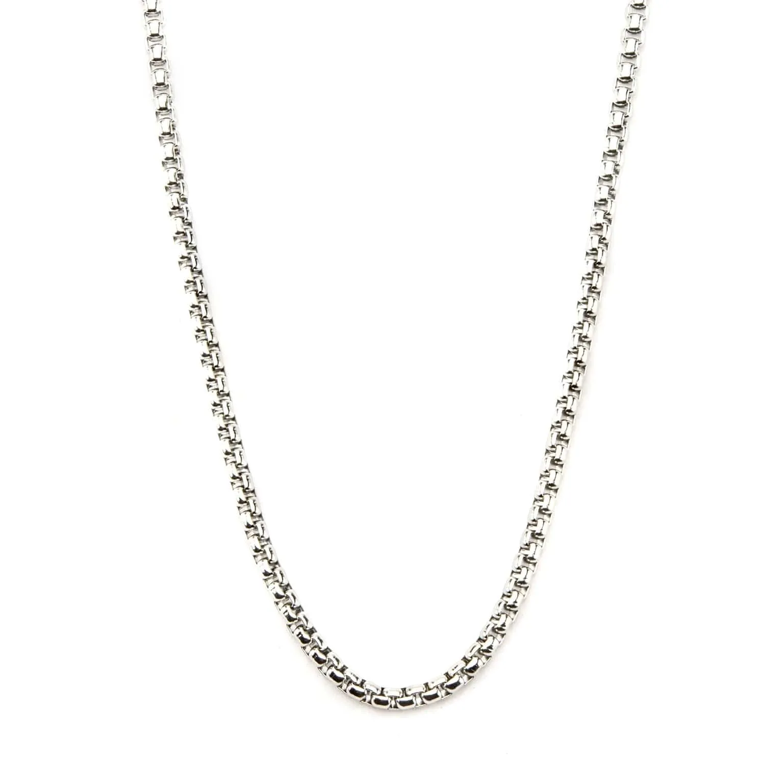 Silver Tone Stainless Steel Polish Finish 3mm Bold Box Chain
