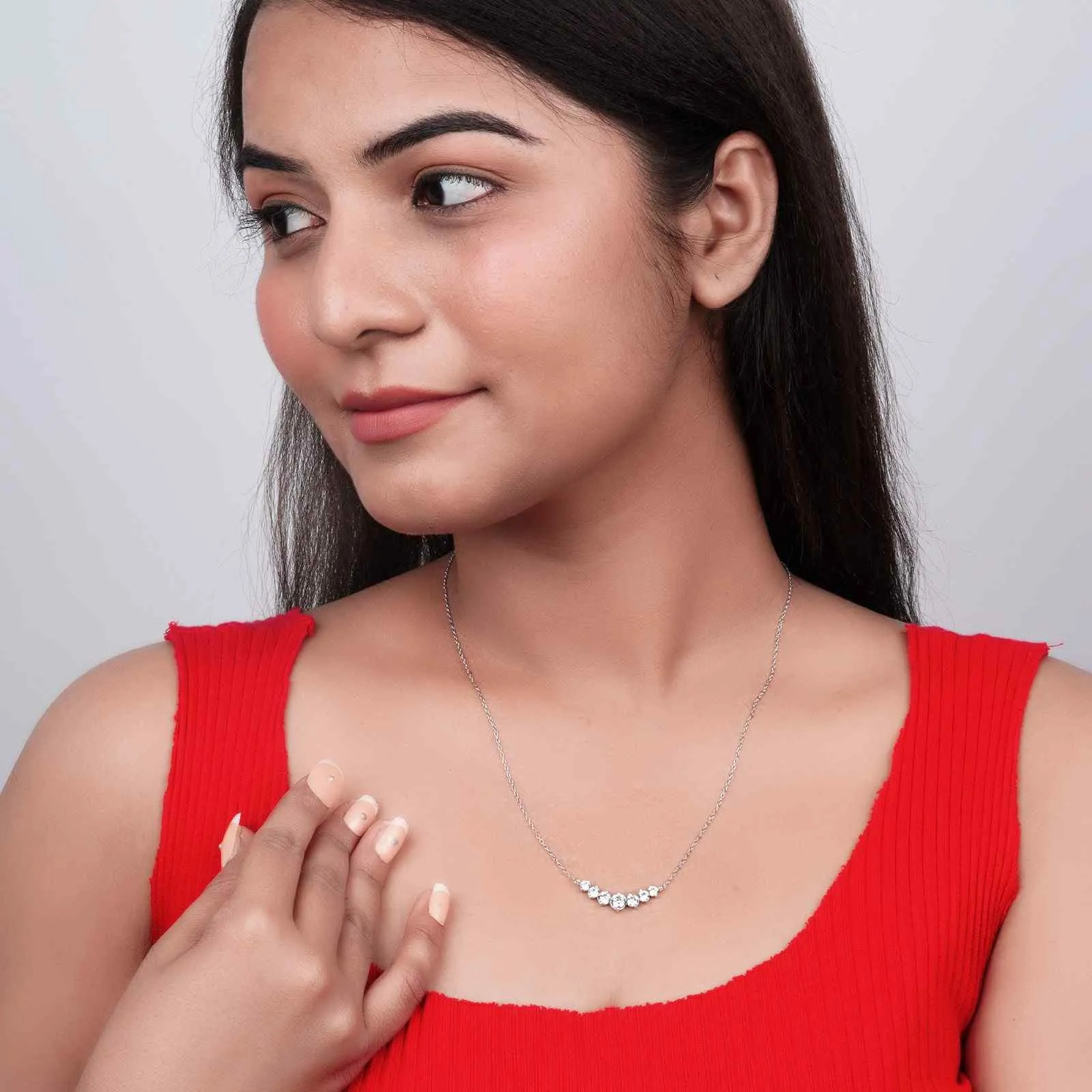 Silver ZALKARI Signature 7 Shades of Zircon Necklace