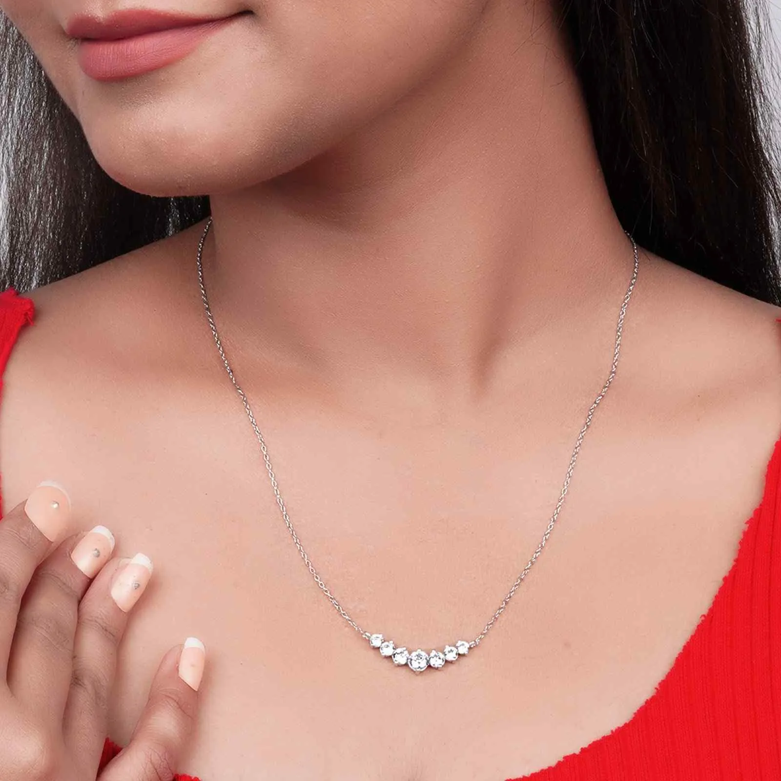 Silver ZALKARI Signature 7 Shades of Zircon Necklace