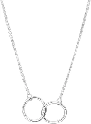 Silverly Sterling Silver Double Interlocking Circle Chain Necklace - Elegant Infinity Cable Chains for Women - 925 Solid Silver Minimalist Geometric Jewelry - Interlinked Open Circle Design