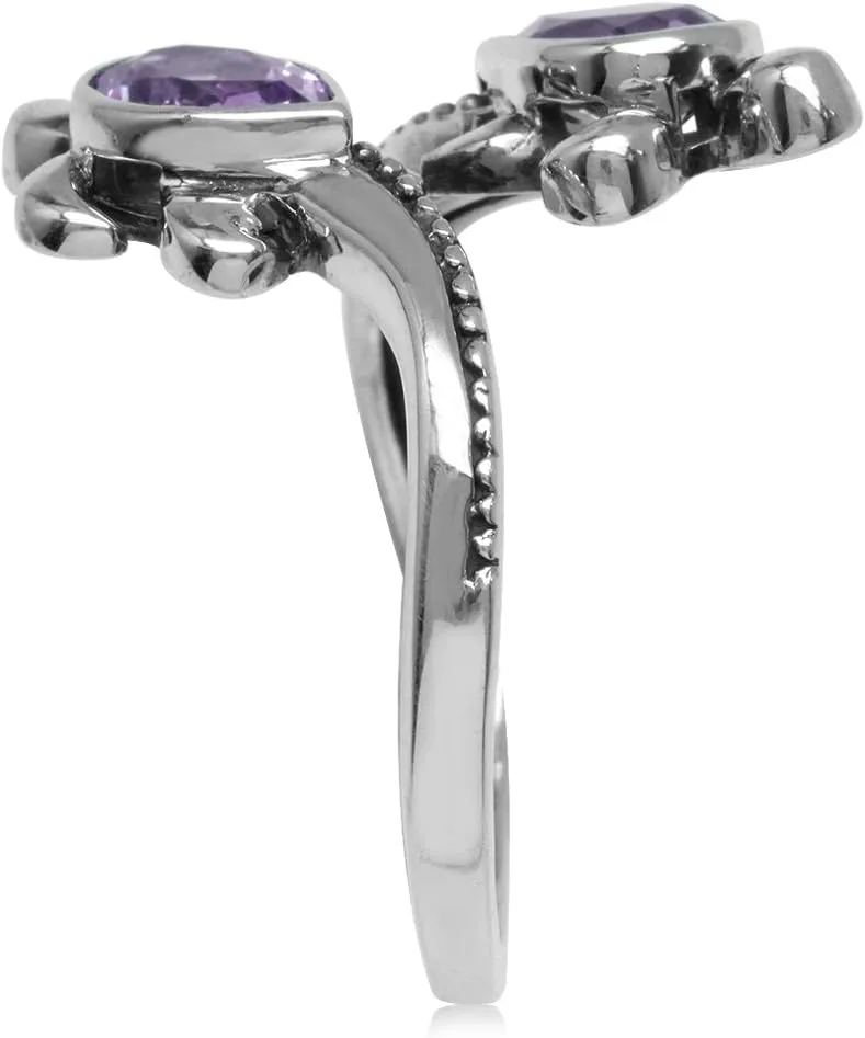 Silvershake Gemstones 925 Sterling Silver Sea Turtles Bypass Adjustable Ring Jewelry for Women