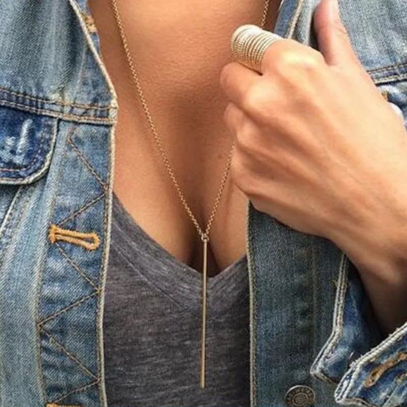 Simple Elegant Bar Drop Minimalist Necklace