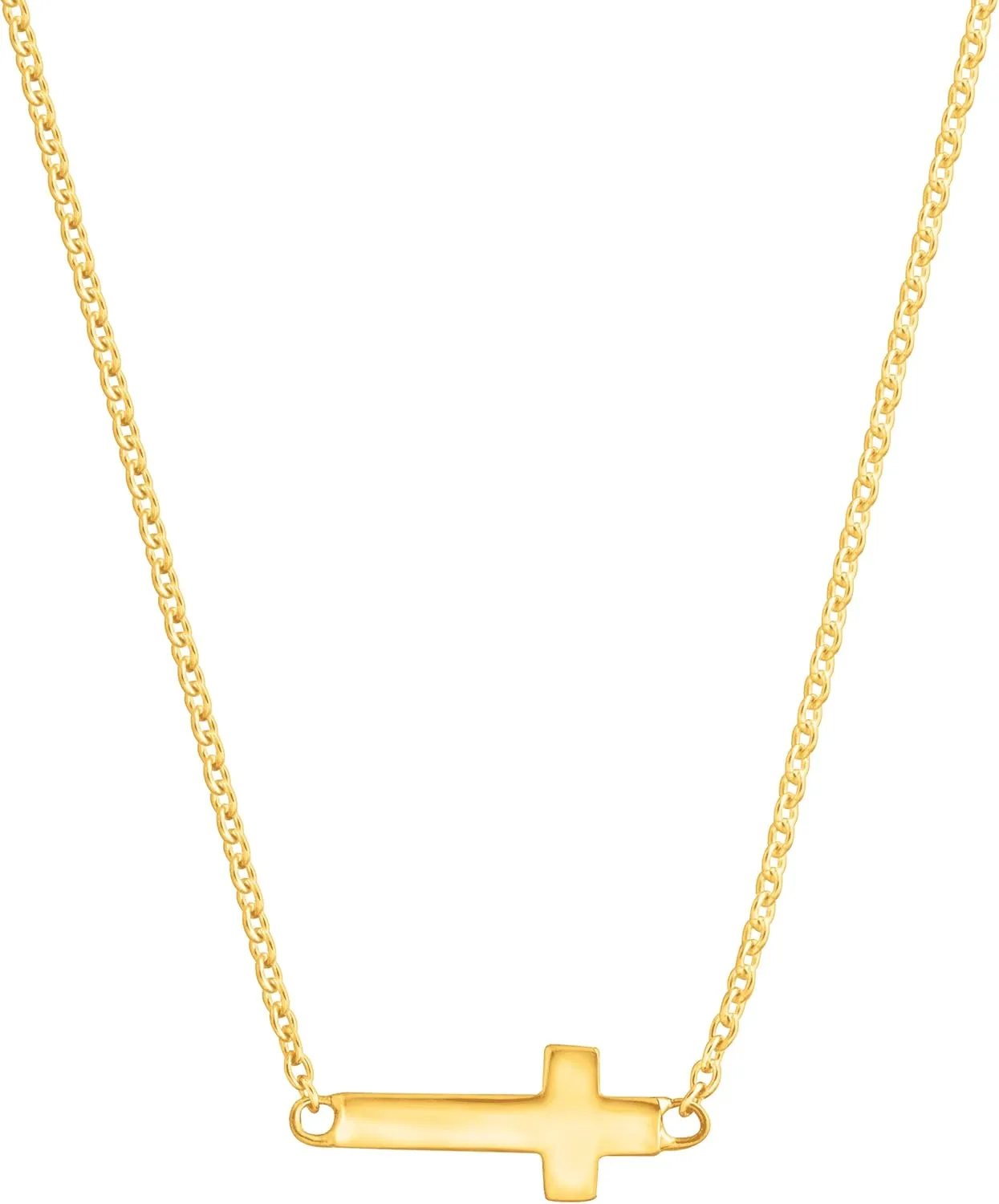 Simplex Horizontal Cross Pendant Necklace, Sterling Silver, White
