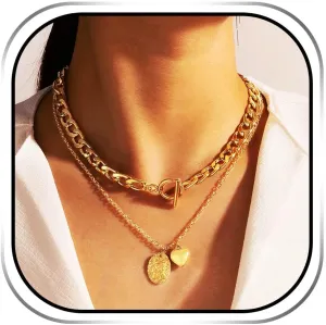 Sixexey Gold Necklaces Heart Pendant Necklace Layered Necklace Jewelry for Women