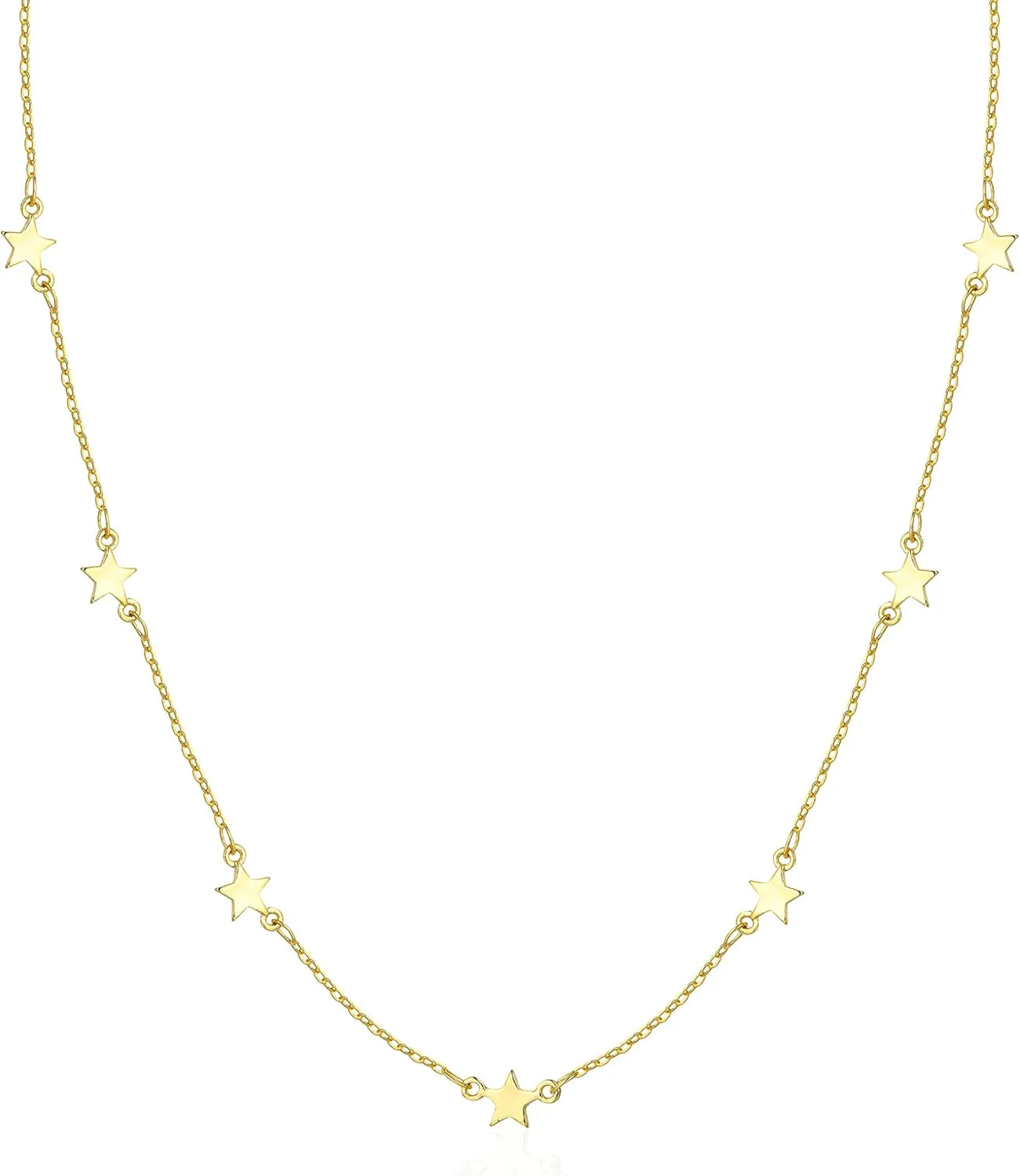 S.J JEWELRY Women Simple Delicate Full Moon 14K Gold Plated/Rose Gold/Silver Plated Layered Pendant Handmade Star Chokers Necklaces