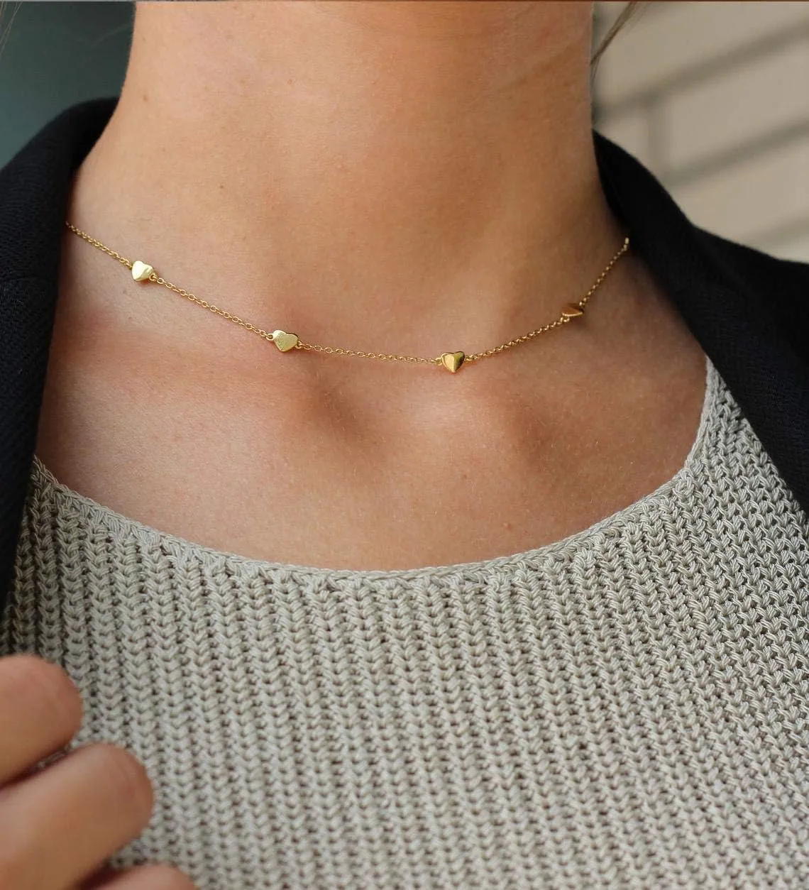 S.J JEWELRY Women Simple Delicate Full Moon 14K Gold Plated/Rose Gold/Silver Plated Layered Pendant Handmade Star Chokers Necklaces