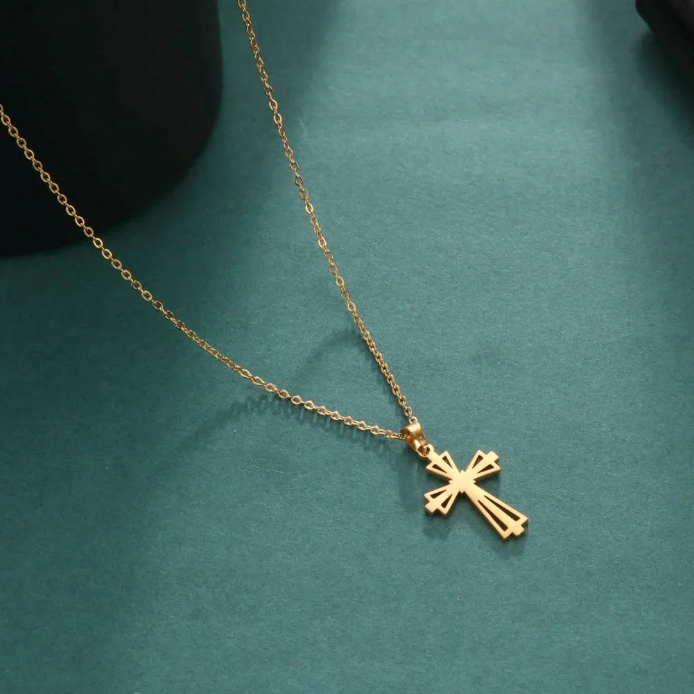 Skyrim Stainless Steel Cross Pendant Necklace for Men Women
