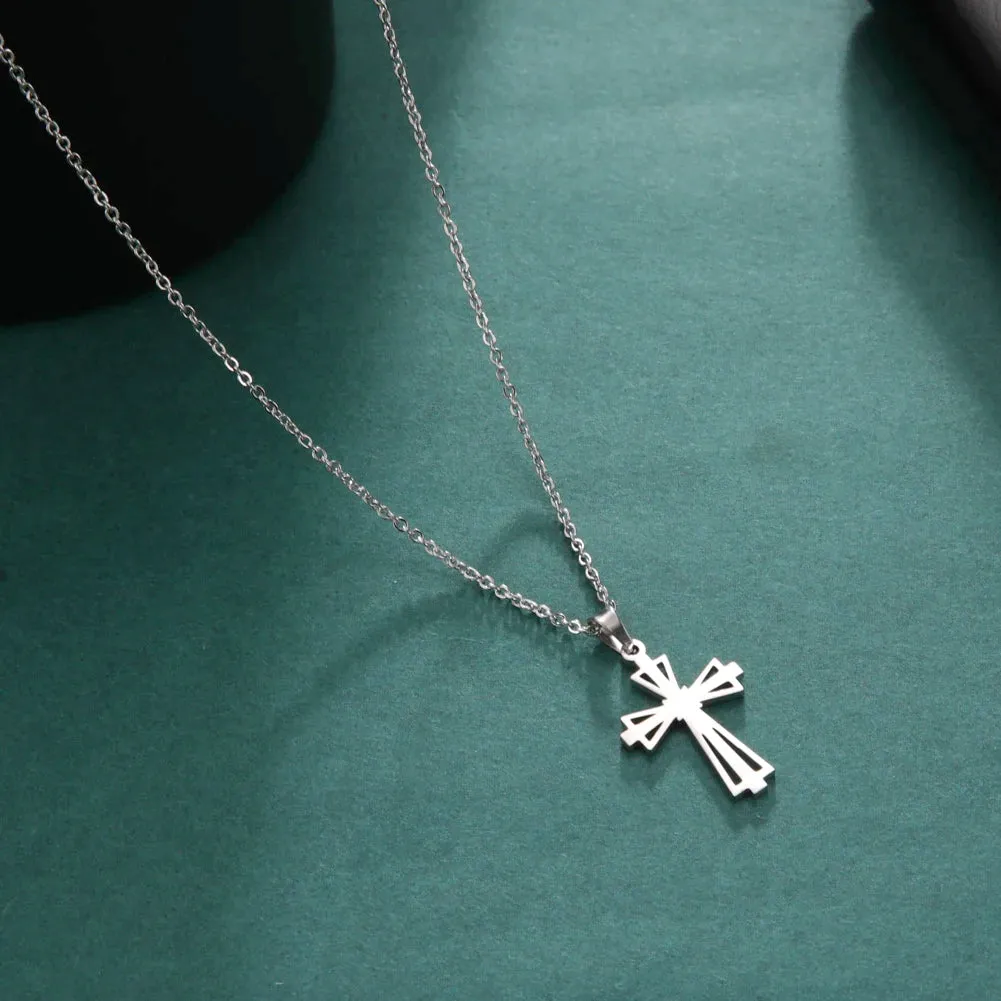 Skyrim Stainless Steel Cross Pendant Necklace for Men Women