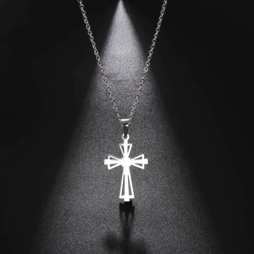 Skyrim Stainless Steel Cross Pendant Necklace for Men Women