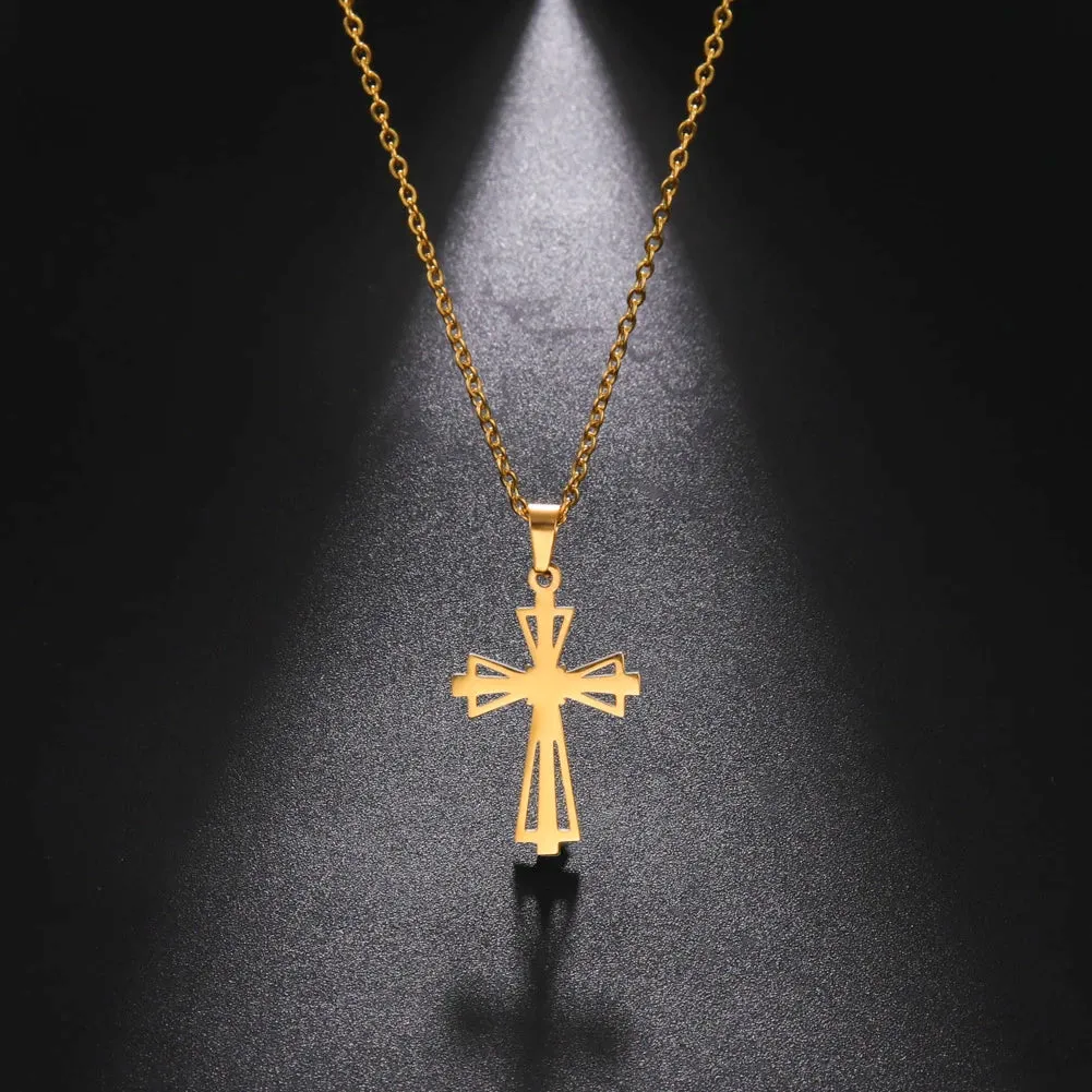 Skyrim Stainless Steel Cross Pendant Necklace for Men Women