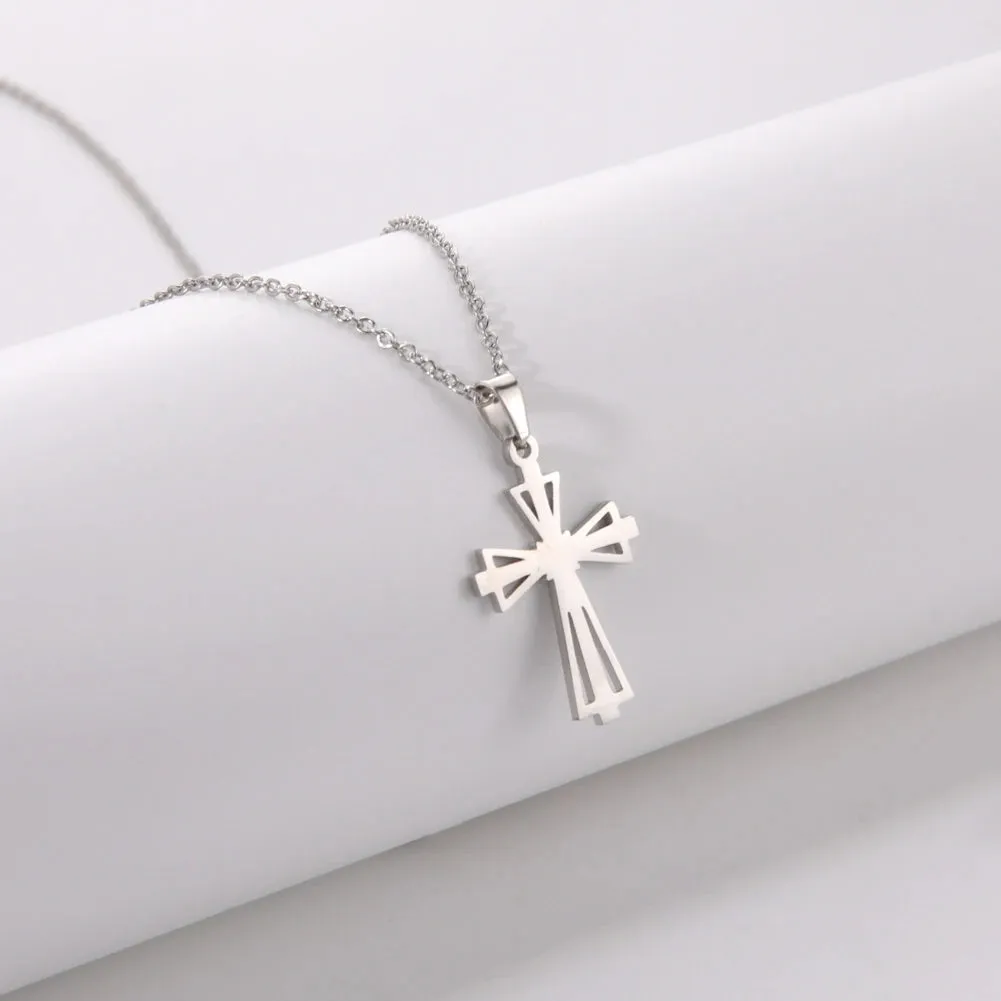 Skyrim Stainless Steel Cross Pendant Necklace for Men Women