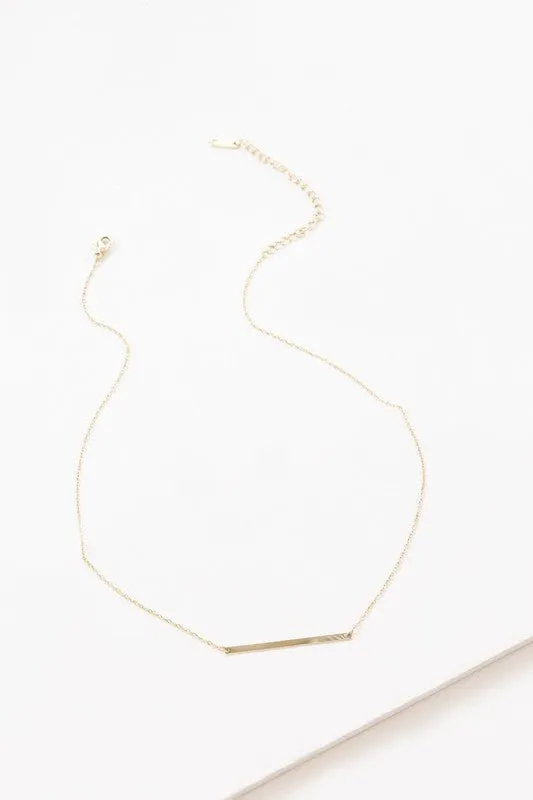 Sleek Horizon 14k Gold Bar Necklace