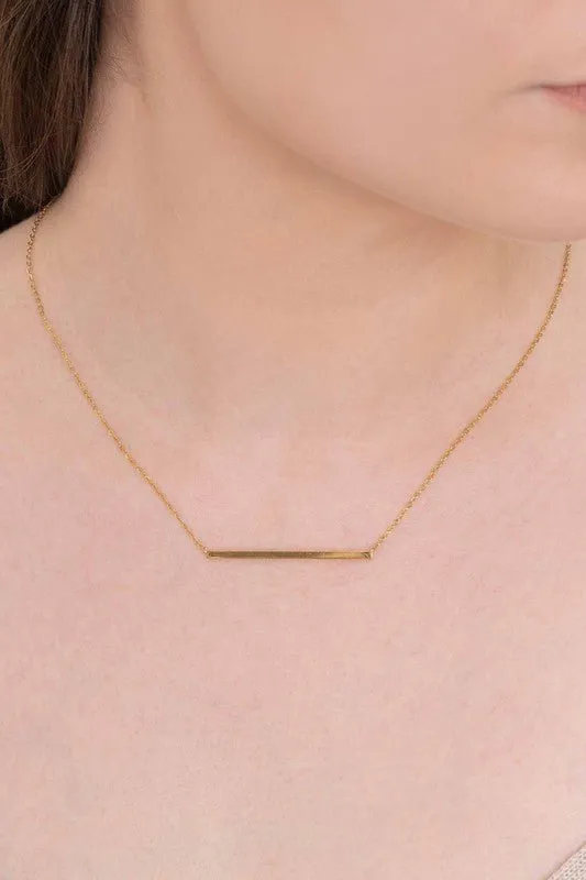Sleek Horizon 14k Gold Bar Necklace
