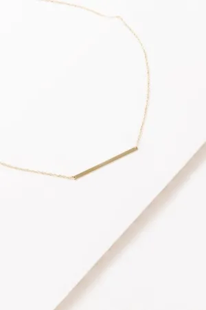 Sleek Horizon 14k Gold Bar Necklace