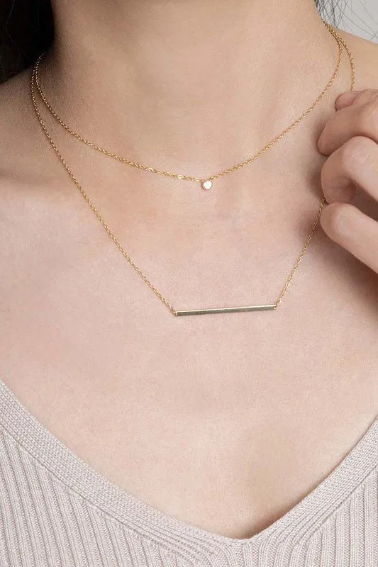 Sleek Horizon 14k Gold Bar Necklace