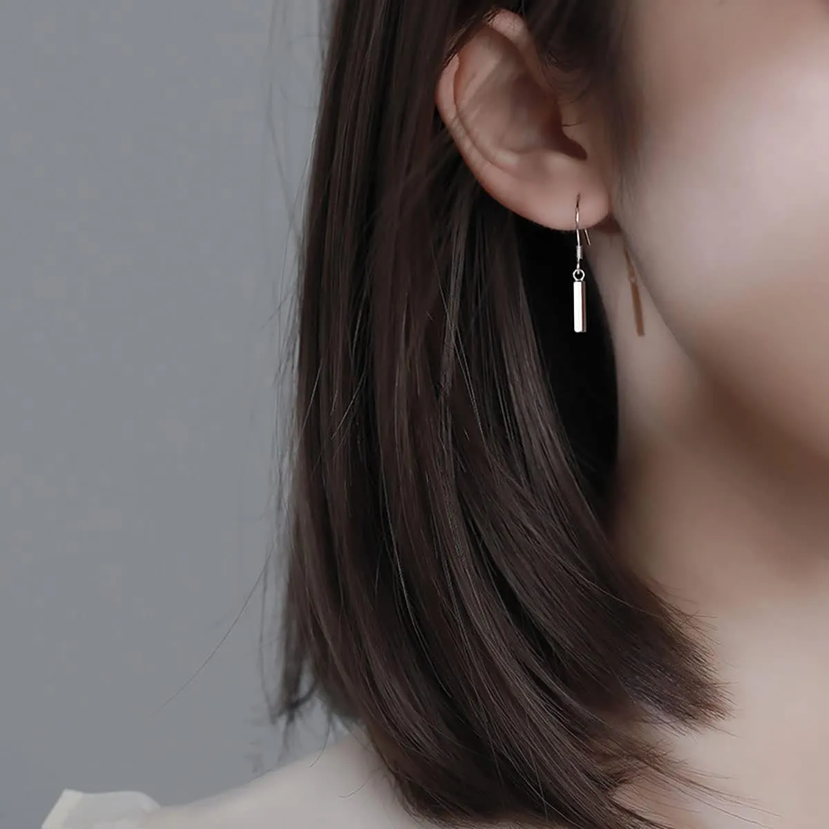 SLUYNZ 925 Sterling Silver Bar Drop Earrings for Women Teens Minimalist Bar Dangle Earrings Drop