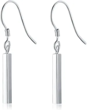 SLUYNZ 925 Sterling Silver Bar Drop Earrings for Women Teens Minimalist Bar Dangle Earrings Drop