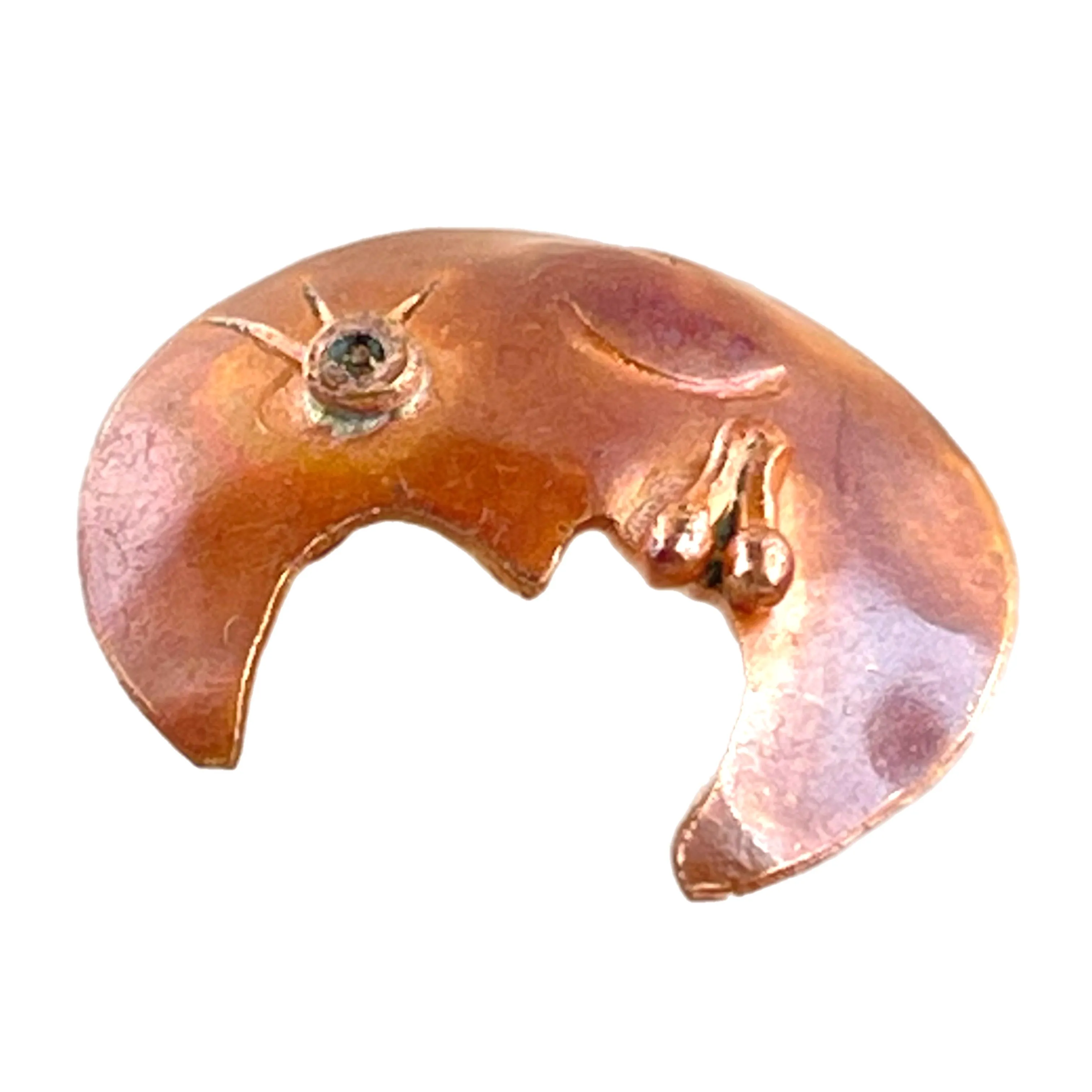 Small Copper Moon Charm Facing Left