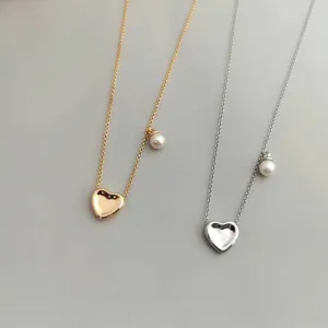 Small Heart Charm Necklace-Gold Vermeil