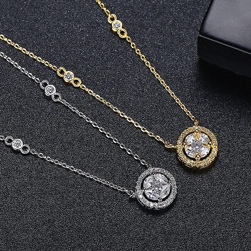 Small Round CZ Pendant Chain Necklace