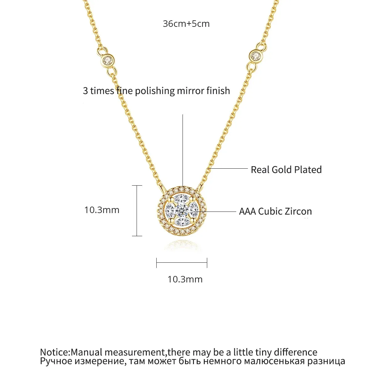 Small Round CZ Pendant Chain Necklace